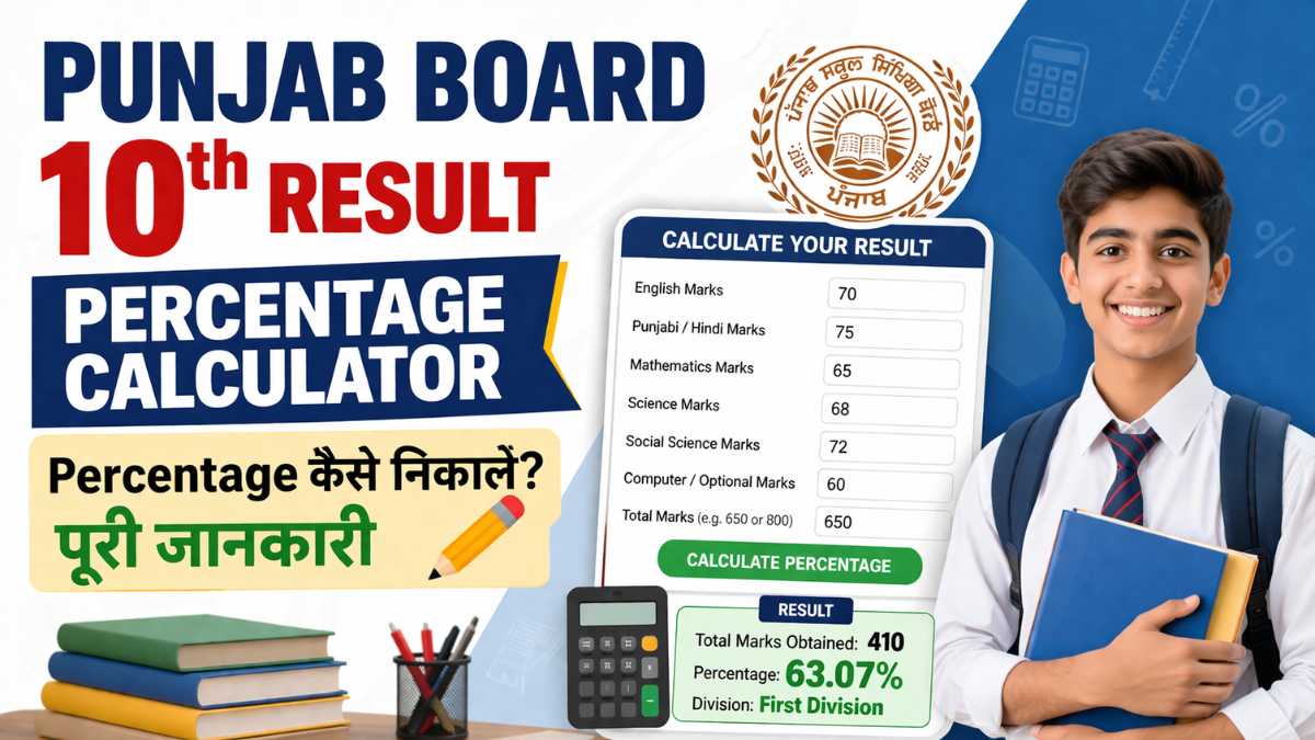 Punjab Board 10th Result Percentage Calculator